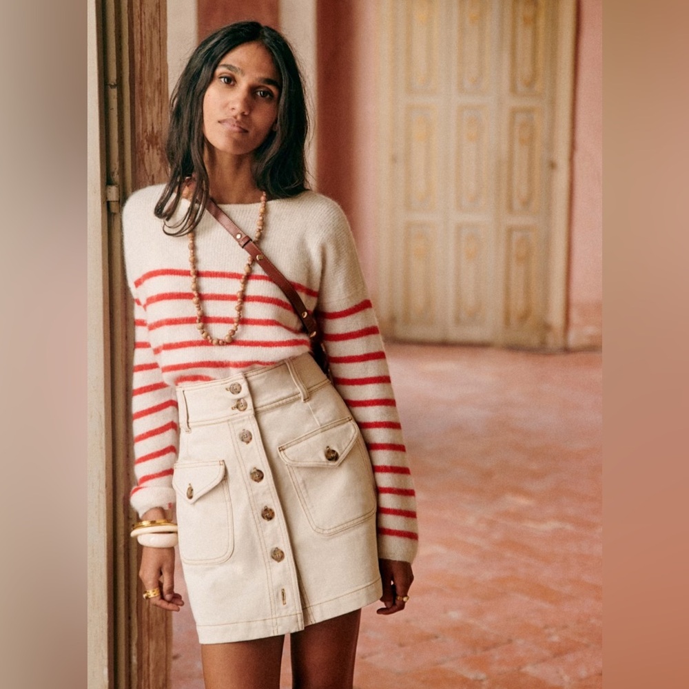 Sezane Bettie Skirt - Size 38/6 - Ecru